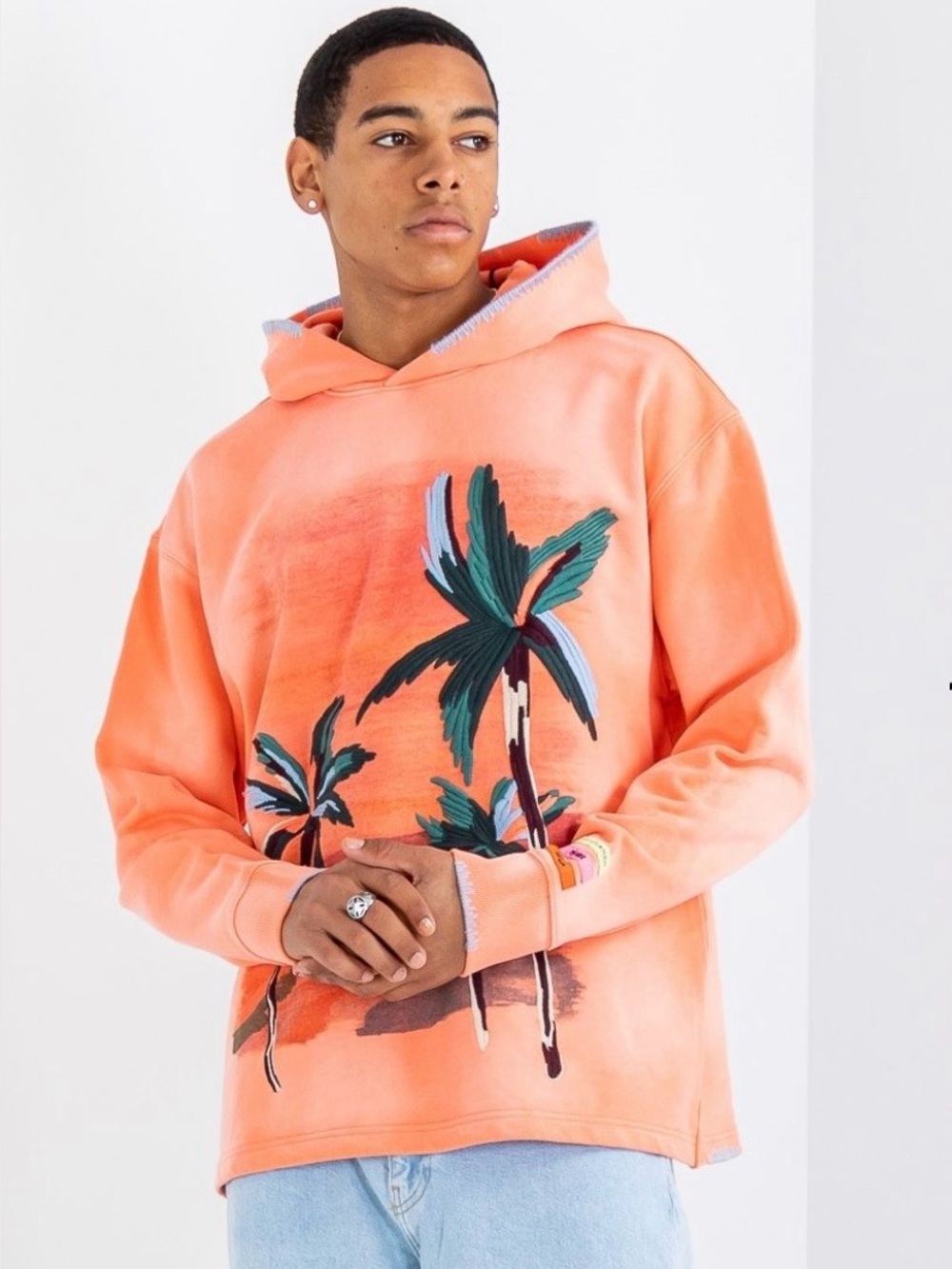 SCOTCH & SODA Peach Tropical Hoodie Sweatshirt